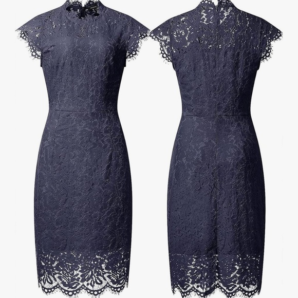 Merokeety Dress, Lace, M, New in Bag, Navy, Midi - Picture 1 of 8